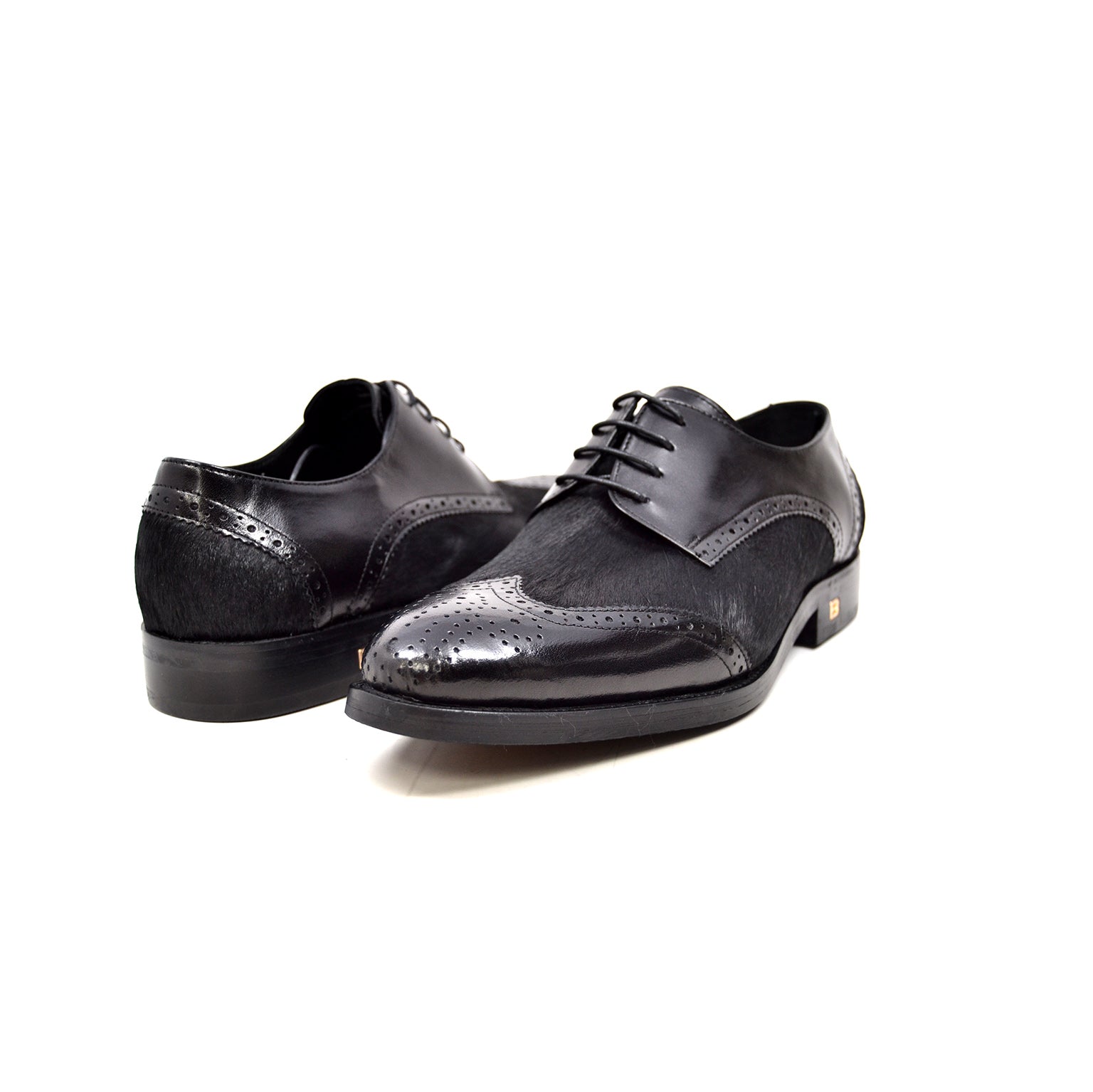 President Leather & Pony Skin Oxford Dress Shoes with Genuine Leather & Pony Skin 11.5 / Black