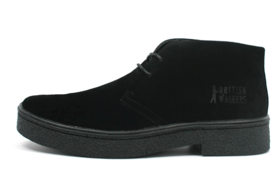 British Walkers Playboy Wingtip‎ Crepe Sole Boots Black Leather Suede 11.5 Classic Playboy Wingtip Leather - Timeless Style and  main image 3