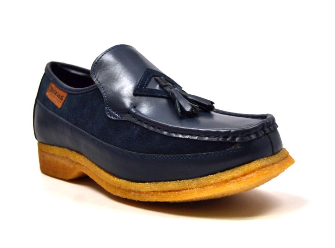 NEW YORK ( 10-10.5 )  BLACK LEATHER Custom Handmade NY Tassel Gold Tipped Shoes Brooklyn I Leather & Suede Slip-On Shoe with Tassel  main image 4