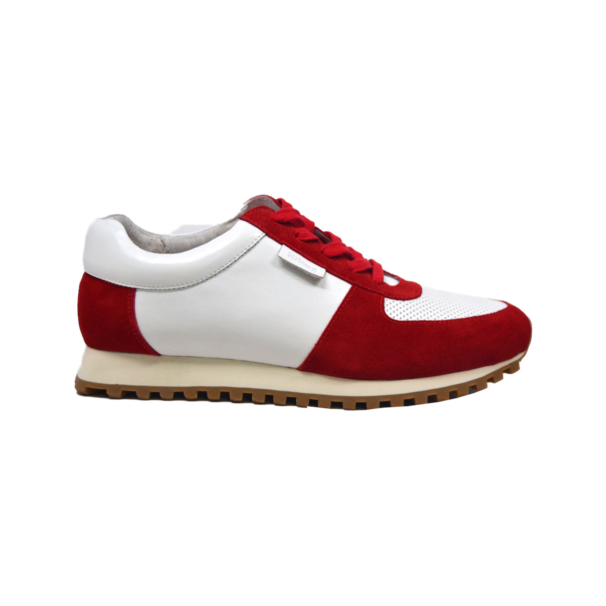 Surrey Red & White Sneakers with Leather and Suede Blend – British Walker